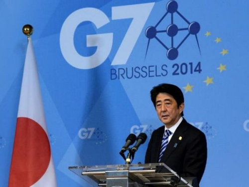 2014年七国峰会，日本首相安倍晋三对中国发出指责。(图片来源：互联网)